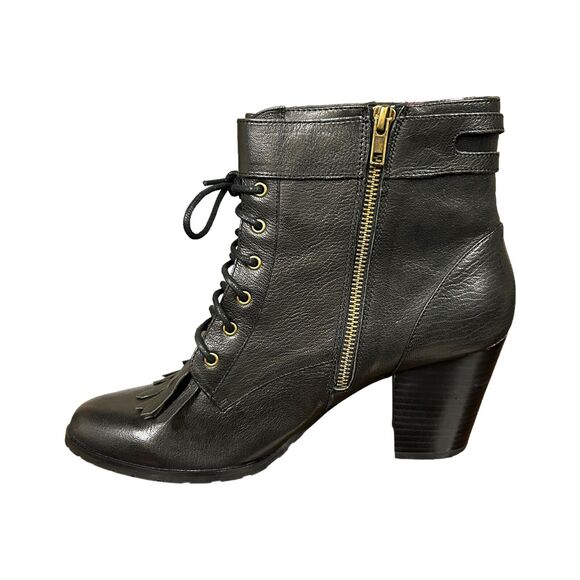BELLA VITA Womens US 11 M Kody Ankle Bootie Black Leather Fringe Chunky Heel NEW - Picture 3 of 6